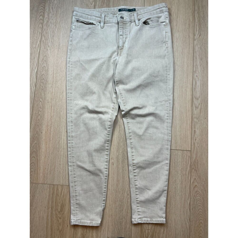 Lauren Ralph Lauren Beige Straight-Leg Jeans, size 14 stretch